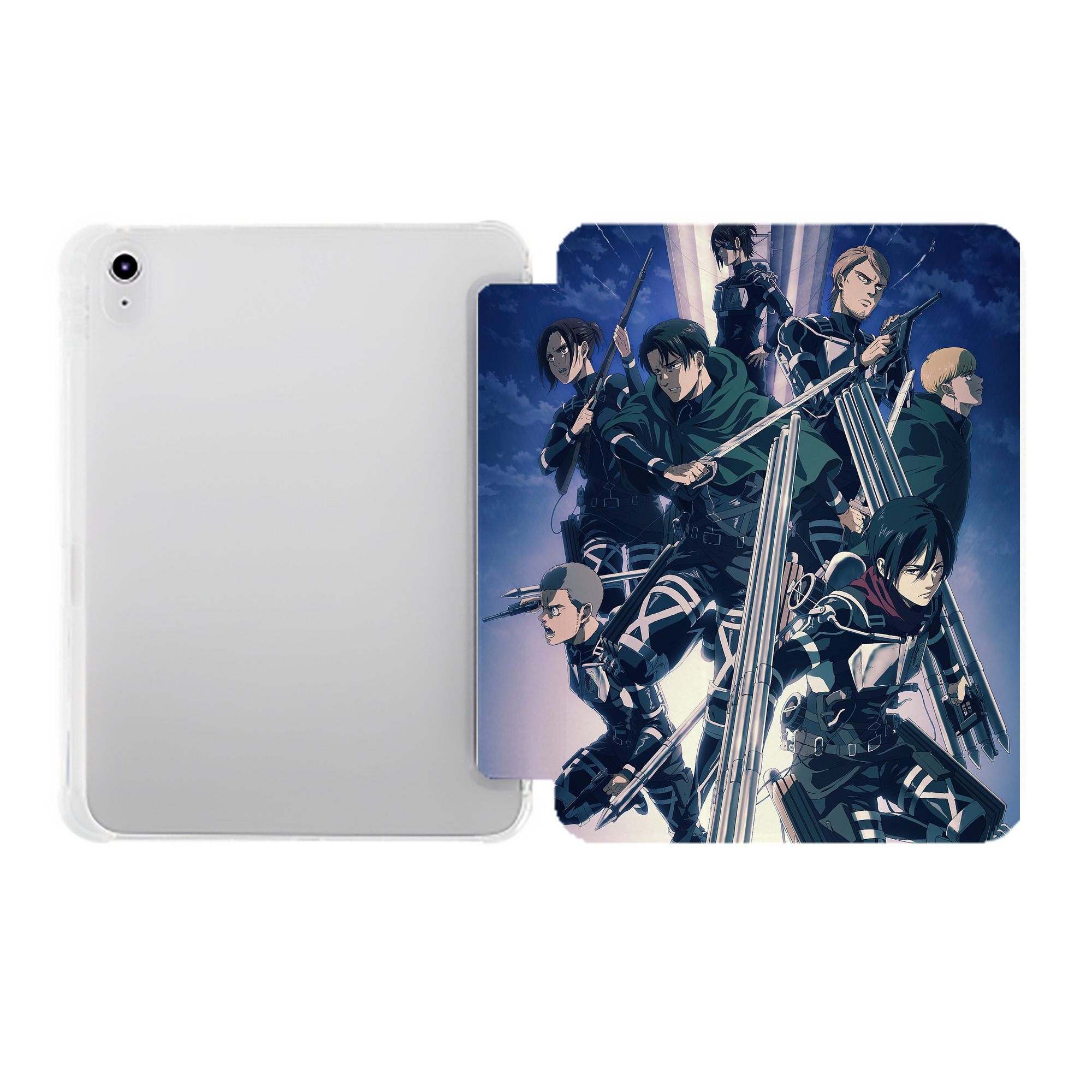 （画像用） 進撃の巨人 Attack on Titan IPad ケース ペン収納付き 三つ折りスタンド PUレザー×シリコン 対応機種9.5/10.5/10.9インチ